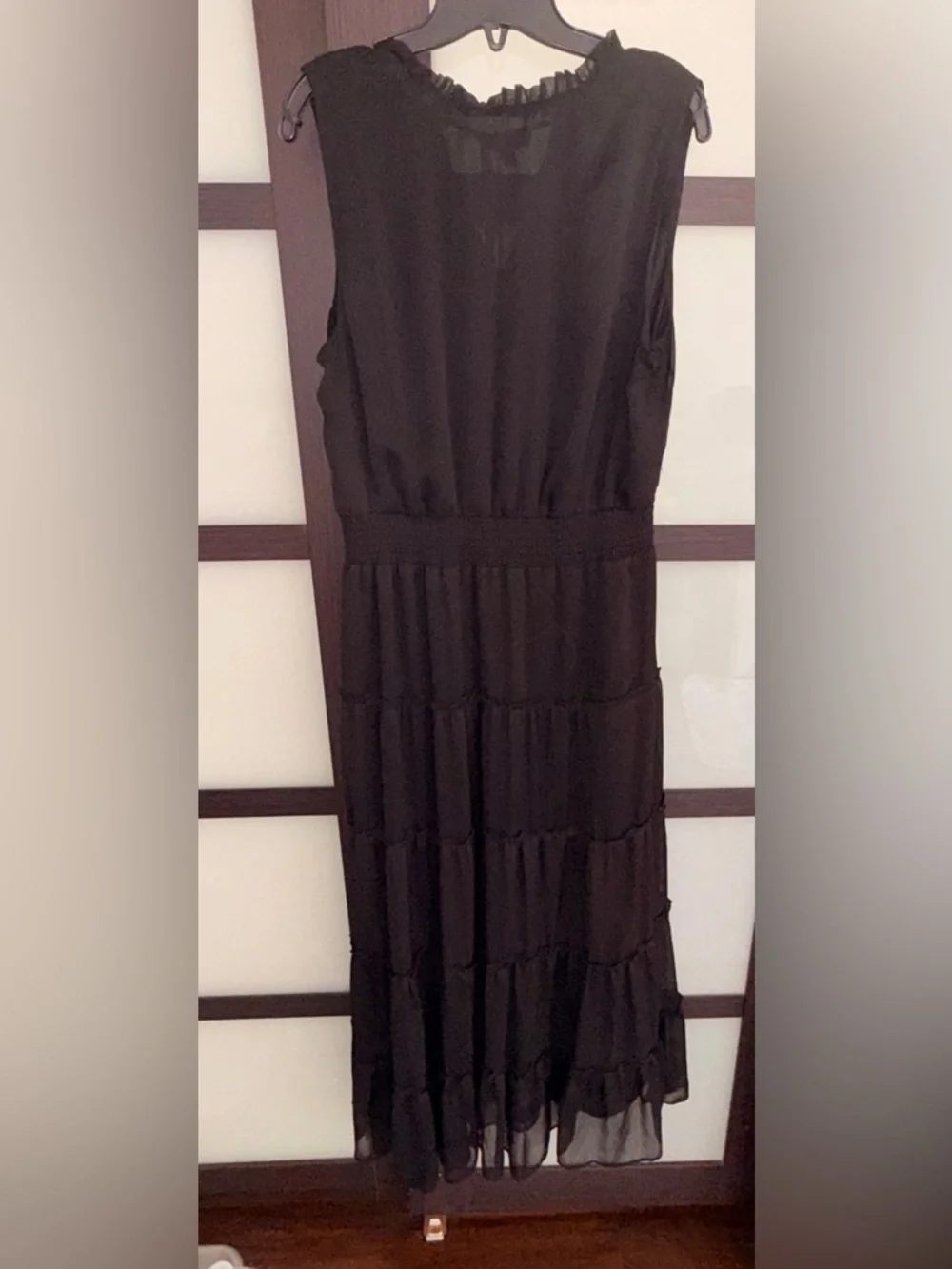 Express Black Tiered Maxi Dress with Smocked Waist